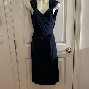 George  size 12-14 Navy blue sleeveless wrap dress midi length
